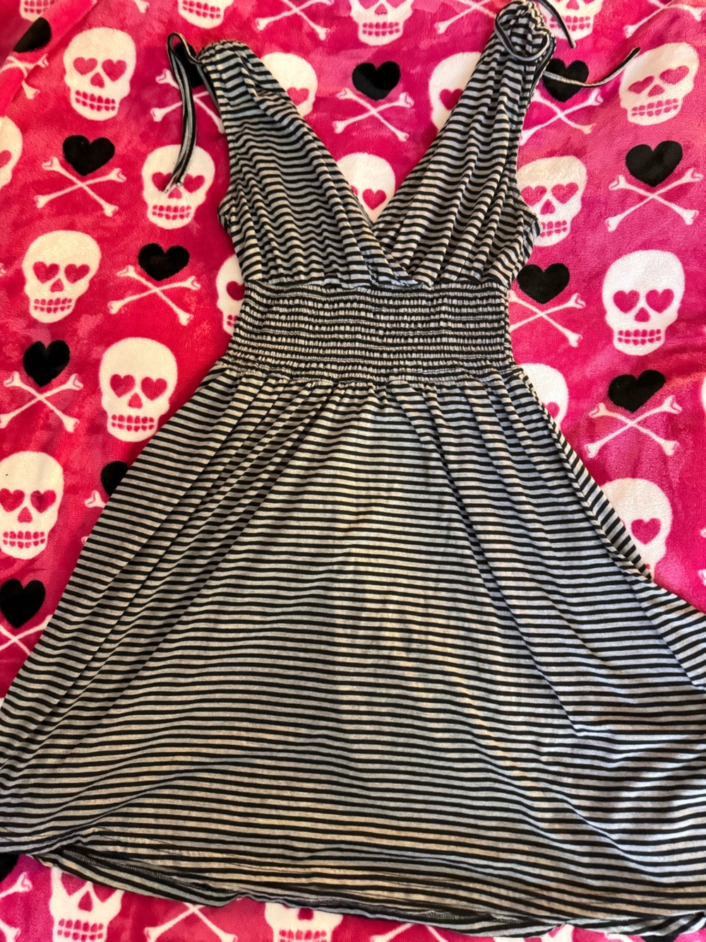 Just Love Black and White Striped Sleeveless Fit-and-Flare Dress